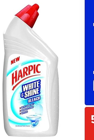 Harpic White & Shine Disinfectant Toilet Cleaner Bleach, 500 Ml
