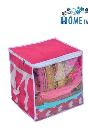 hometales-non-woven-saree-cover-cloth-storage-organizer-with-transparent-window-large-pink