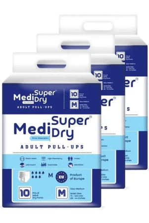 medisuperdry-adult-diaper-pants-unisex-medium-m-size-adult-pull-ups-high-absorbency-leak-proof-overnight-protection-elastic-waist-size-71-110-cm-28-44-inches-30-pieces-pack-of-3