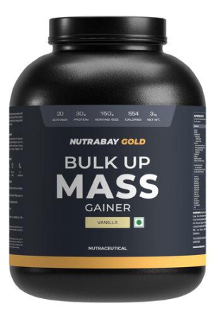 nutrabay-gold-bulk-up-mass-gainer-powder-3kg-vanilla-30g-protein-104g-carbs-554-calories-easy-to-digest-100-veg-muscle-building-weight-gainer-supplement-for-men-women