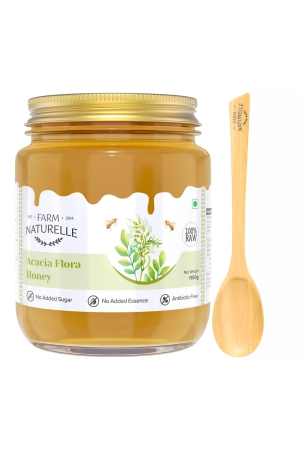 farm-naturelle-acacia-flower-wild-forest-honey1000gm150gm-extra-and-a-wooden-spoon-100-pure-honey-raw-natural-un-processed-un-heated-honey-lab-tested-in-glass-bottle