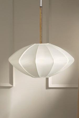 Luxe Collection Pendant Lamp - Tokyo Lamp - Premium Chiffon Fabric Pedant Light, Metallic Spacer, Soft Warm Glow, Mood Enhancement Hanging Light-White