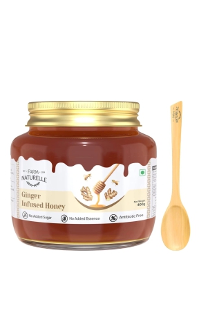 farm-naturelle-real-ginger-infused-forest-honeyginger-honey-400gm-and-a-wooden-spoon-100-pure-raw-natural-un-processed-un-heated-honey-lab-tested-