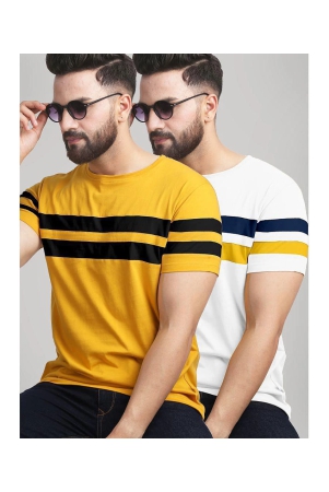 AUSK - Mustard Cotton Blend Regular Fit Men's T-Shirt ( Pack of 2 ) - None