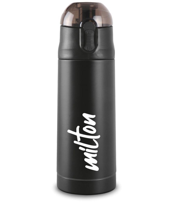 Milton New Crown 400 Thermosteel Hot or Cold Water Bottle, 350 ml, Black - Black