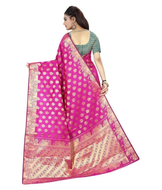 Gazal Fashions - Pink Silk Saree With Blouse Piece (Pack of 1)