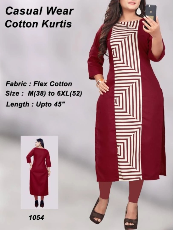 Stylish Flex Cotton Printed Women Kurti-4XL / Maroon