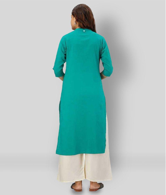 Lee Moda - Turquoise Cotton Women's Straight Kurti - None