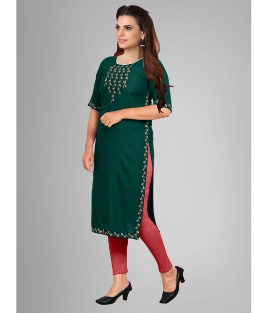 Kapadia - Green Rayon Womens Straight Kurti ( Pack of 1 ) - None