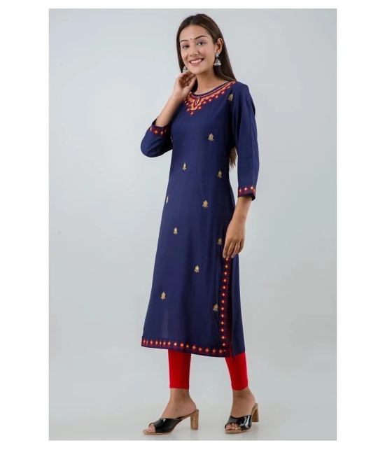 Lee Moda - Blue Rayon Womens Straight Kurti - XXL