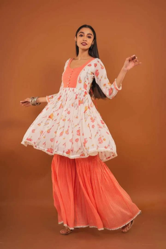 Peach Sharara Set-M