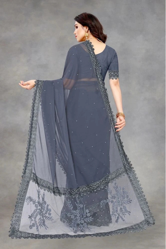 JULEE - Grey Georgette Saree With Blouse Piece ( Pack of 1 ) - Grey