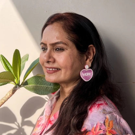 Mom Pink Beaded Earrings