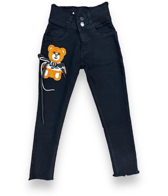 ICONIC ME- KIDS Girls Teddy Printed Denim Jeans - Black - None