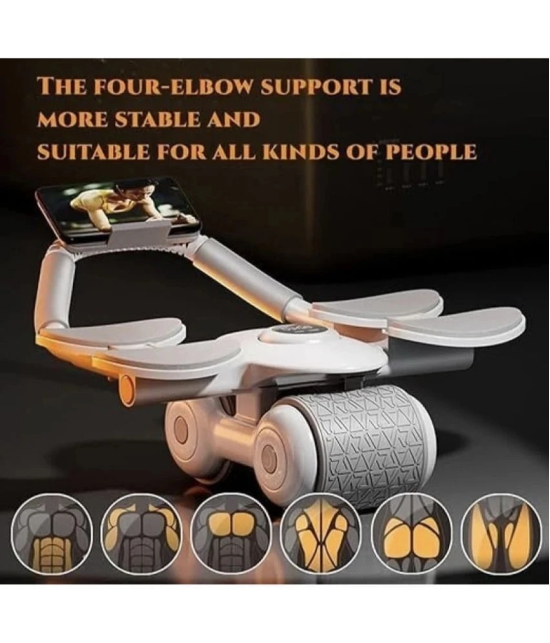 Roller Wheel Exercise with Elbow Support, Automatic Rebound Abdominal Wheel Ab Exerciser - Orange