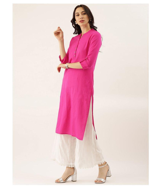 Divena - Pink Cotton Women''s Straight Kurti - 4XL