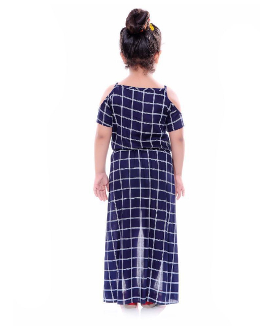 Naughty Ninos Girls Navy Blue Checked Fit and Flare Dress - None