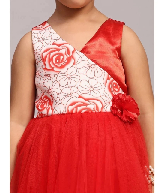 Toy Balloon Kids Red Net Girls Fit And Flare Dress ( Pack of 1 ) - None