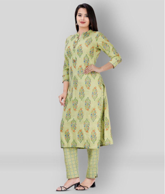 HIGHLIGHT FASHION EXPORT - Lime Green Straight Rayon Womens Stitched Salwar Suit ( Pack of 1 ) - L