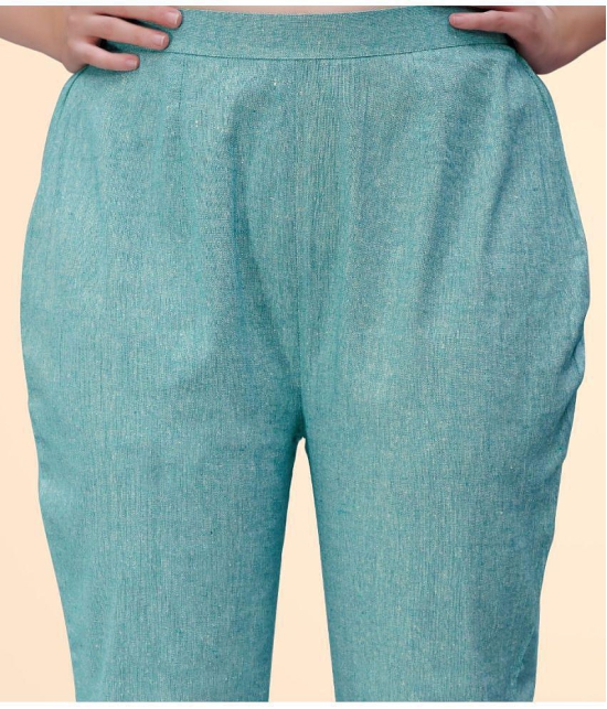 Glomee - Sea Green Cotton Straight Women's Casual Pants ( Pack of 1 ) - None