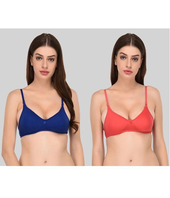 Elina - Multicolor Cotton Lightly Padded Womens Plunge Bra ( Pack of 2 ) - None