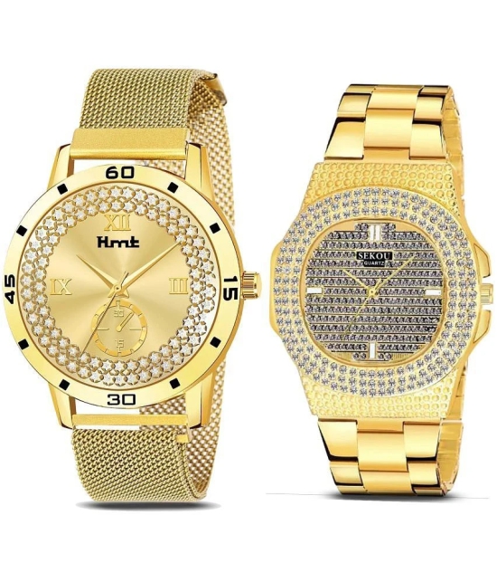 THMT Gold Stainless Steel Analog Mens Watch