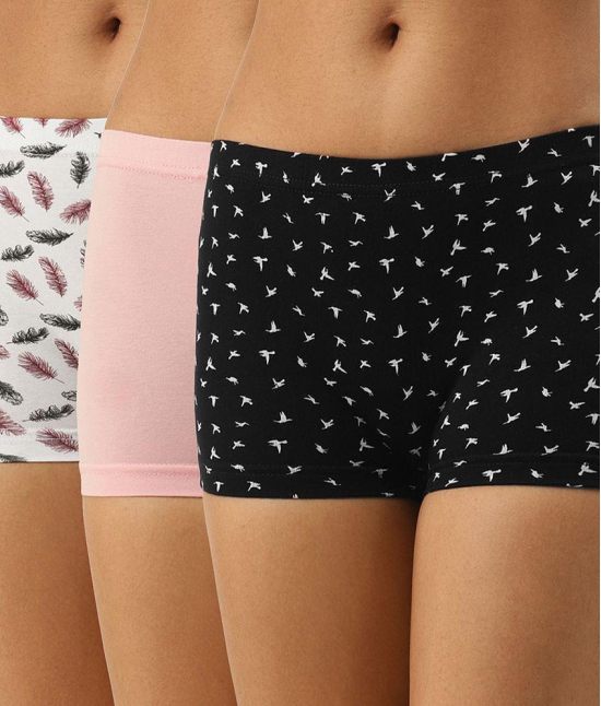 Leading Lady - Multicolor Cotton Printed Womens Boy Shorts ( Pack of 3 ) - L