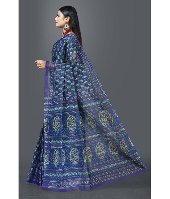 SHANVIKA - Blue Cotton Saree Without Blouse Piece ( Pack of 1 ) - Blue