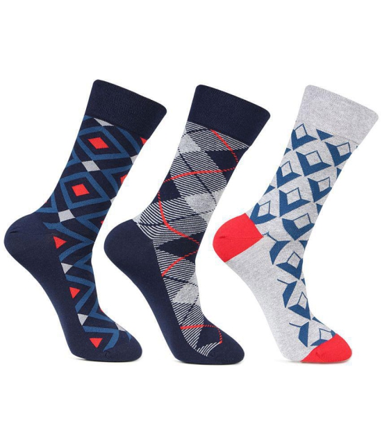 Bonjour - Cotton Mens Printed Multicolor Full Length Socks ( Pack of 3 ) - Multicolor