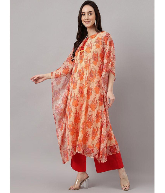 Janasya - Orange Chiffon Womens Kaftan ( Pack of 1 ) - None