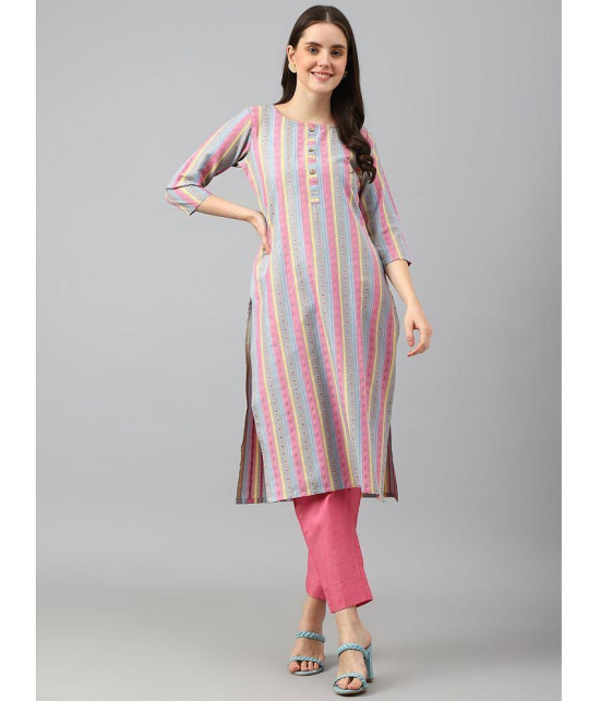 Hritika - Pink Straight Cotton Blend Womens Stitched Salwar Suit ( Pack of 1 ) - None