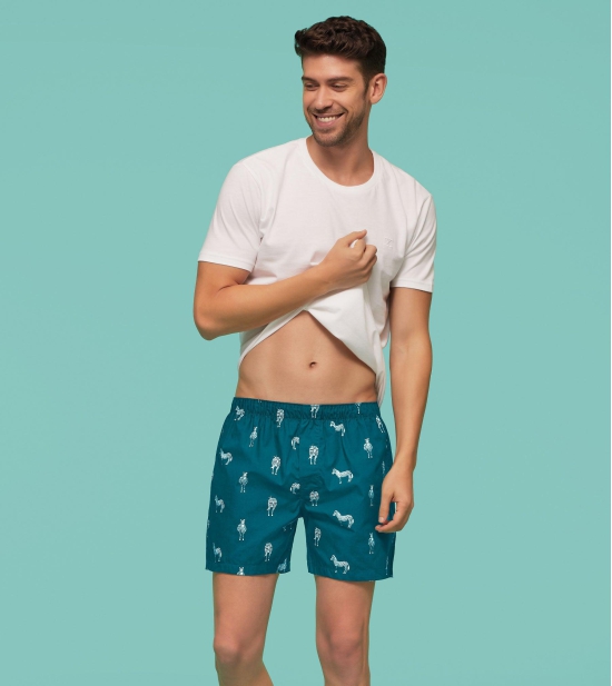 Remix Cotton Boxers Zebra Blue M