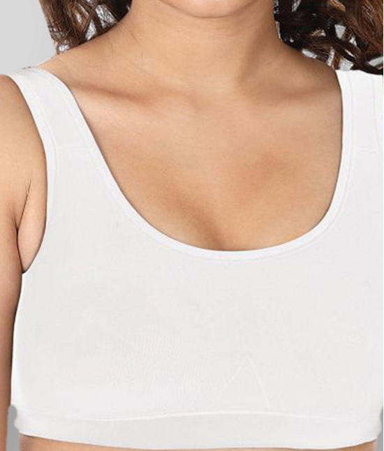 Dermawear White Poly Cotton Solid Sports Bra - L