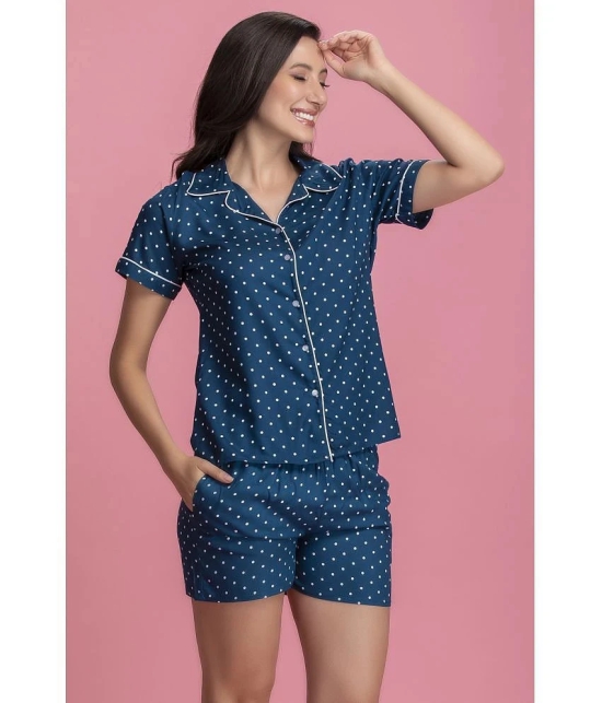 Clovia 100% Cotton Nightsuit Sets - Blue - None