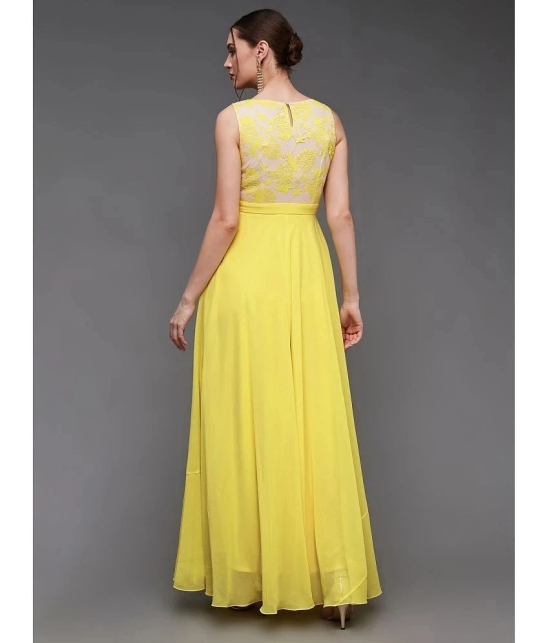 Miss Chase Polyester Solid Full Length Womens Gown - Yellow ( Pack of 1 ) - None