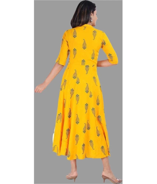 Smien - Yellow Rayon Womens Anarkali Kurti ( Pack of 1 ) - None