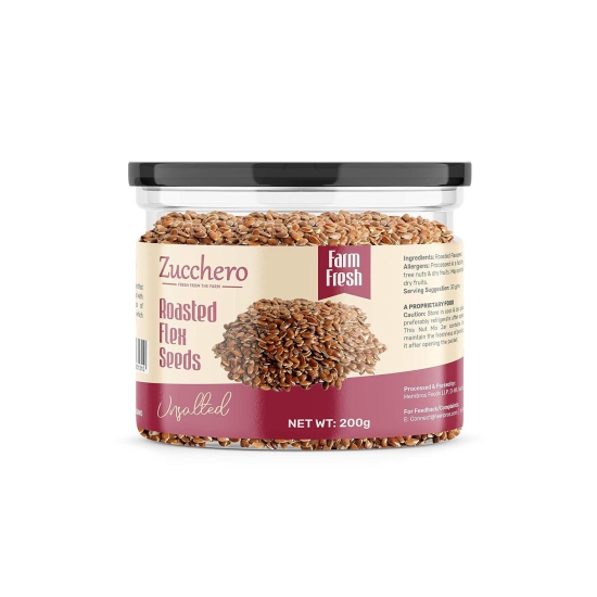 Zucchero Roasted Flaxseed, Unsalted, 200g - Omega-3 | Super Food | Nutty Flavour _ Dry Roasting | Oil-Free| Slow baked Seeds