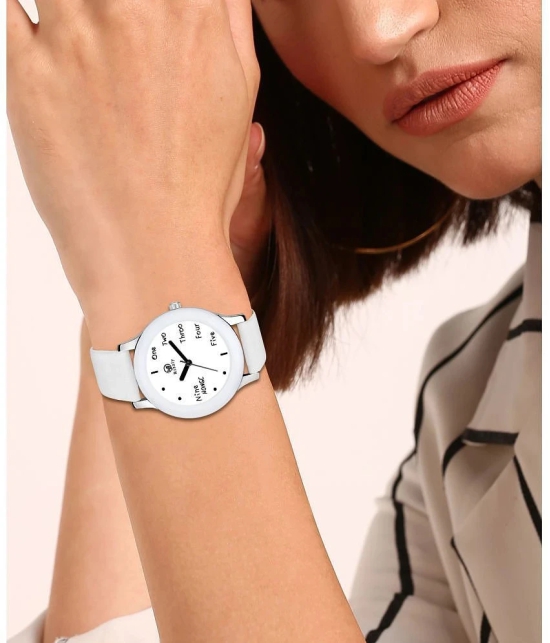 Septem White Leather Analog Mens Watch