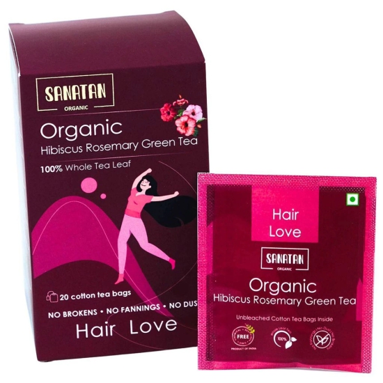 Sanatan Organic Hibiscus Rosemary Haiir Love Green Tea- 20 sachets