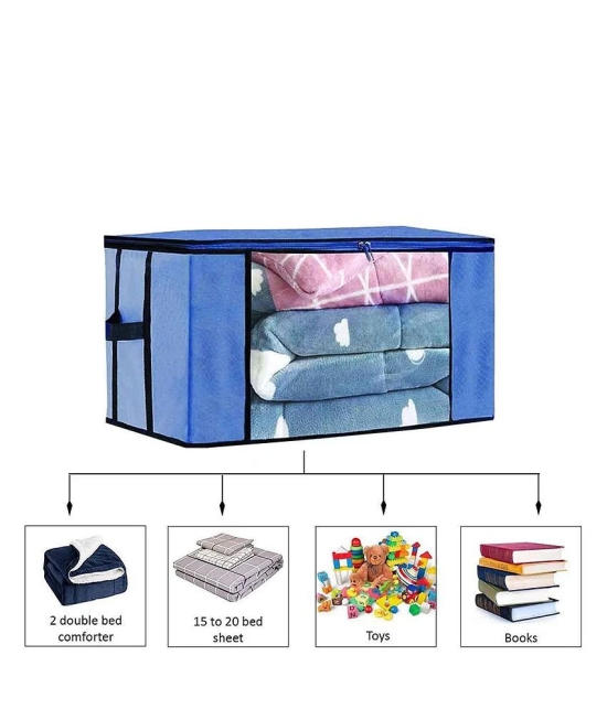 Non-Woven Cloth Storage / Organizer with Transparent Window,Blue (Pack of 2)