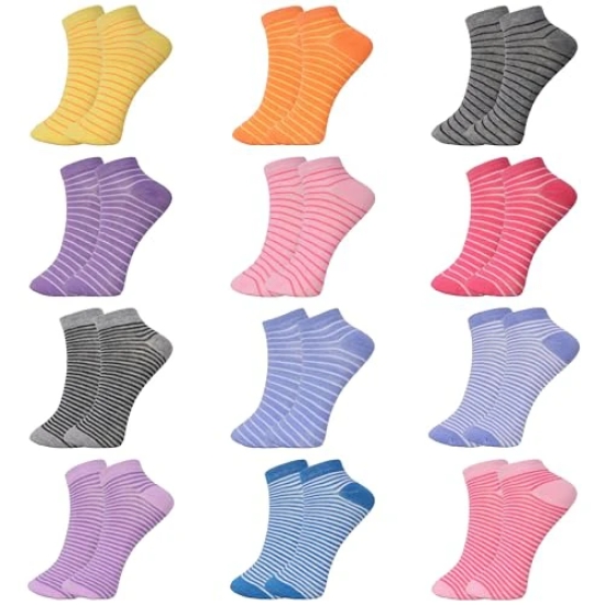 London Hills Ankle Socks for Women || Women's Cotton Ankle Length Made with Premium Cotton || Ideal for Daily Casual Wear/Gym/Office - Free Size - Assorted - Colours and styles may vary