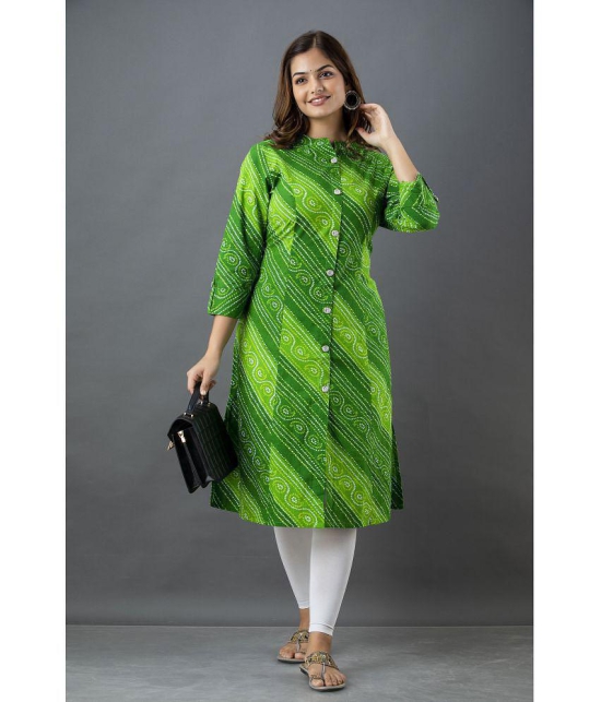 Lee Moda - Green Cotton Women's Front Slit Kurti ( Pack of 1 ) - None