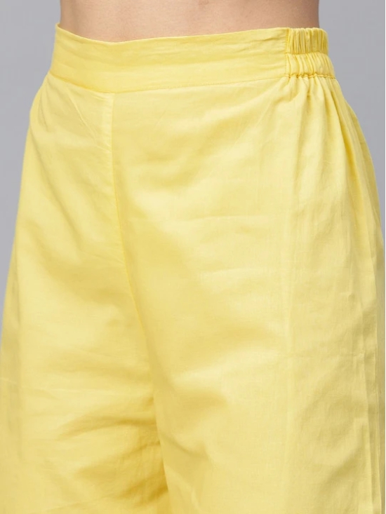 Women Yellow Solid Top with Palazzos & Shrug