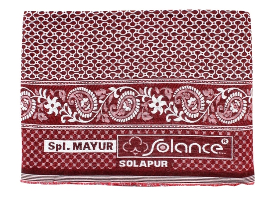 Mandhania Mayur Solapur Chaddar 100% Cotton Dailyuse Single Bed Blanket Pack of 1 Maroon