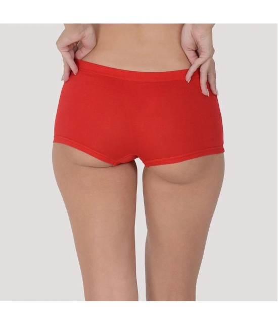 Leading Lady - Red Cotton Solid Womens Boy Shorts ( Pack of 2 ) - None