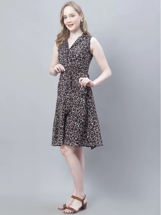 MINI & MING Women Animal Print Georgette Fit & Flare Dress