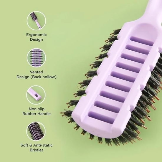 Homestic Hair Brush  Flexible Bristles Brush  Hair Brush with Paddle  Quick Drying Hair Brush  Suitable For All Hair Types  Round Vented Hair Brush  C13-X-PURP  Purple-Homestic Hair Brush | Flexi