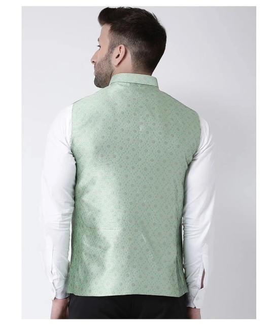 Hangup Green Polyester Blend Nehru Jacket - None