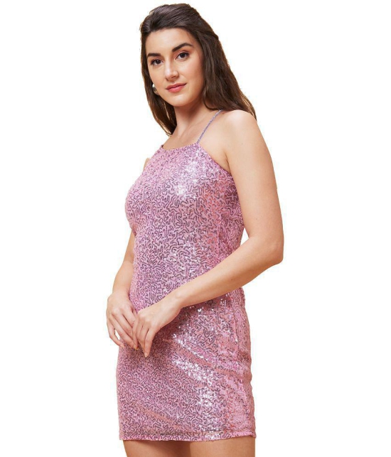 Globus Polyester Embellished Mini Womens Bodycon Dress - Pink ( Pack of 1 ) - None