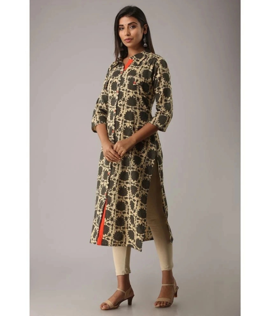 MAUKA - Green Cotton Womens Front Slit Kurti ( Pack of 1 ) - None